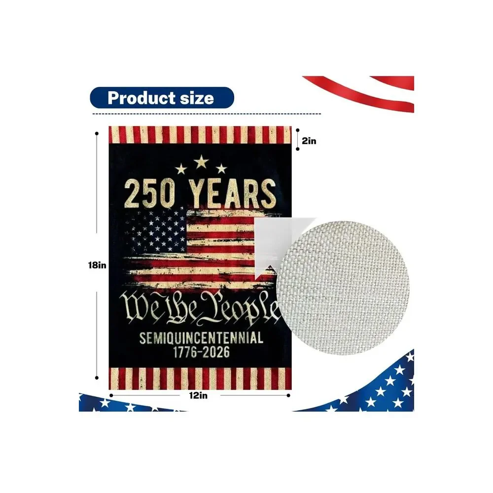250th Anniversary USA Bundle: 1.5x3' Bunting Flag & 12x18